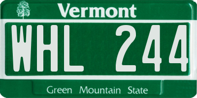 VT license plate WHL244