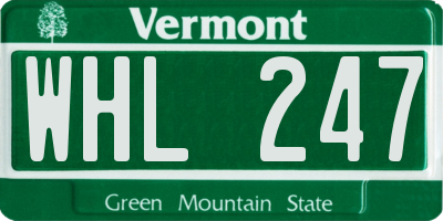 VT license plate WHL247