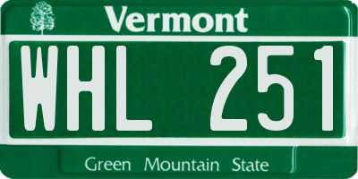 VT license plate WHL251