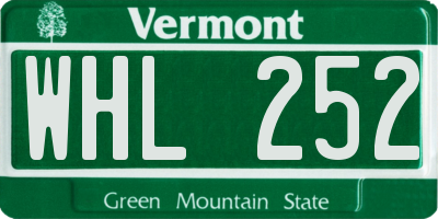 VT license plate WHL252