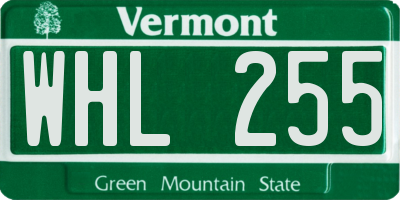 VT license plate WHL255