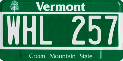 VT license plate WHL257