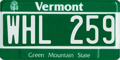 VT license plate WHL259