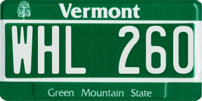 VT license plate WHL260