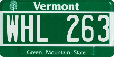 VT license plate WHL263