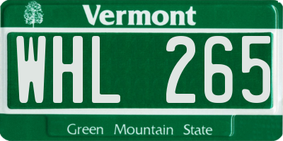 VT license plate WHL265