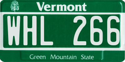 VT license plate WHL266