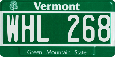 VT license plate WHL268