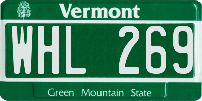 VT license plate WHL269