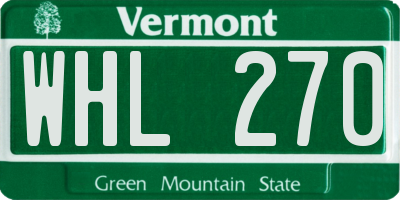VT license plate WHL270
