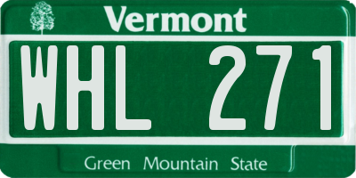 VT license plate WHL271