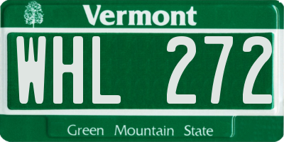 VT license plate WHL272