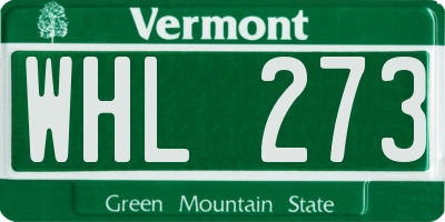 VT license plate WHL273