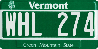 VT license plate WHL274