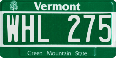 VT license plate WHL275