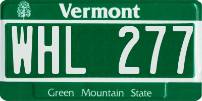 VT license plate WHL277