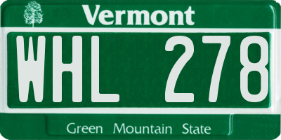 VT license plate WHL278