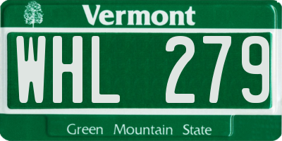 VT license plate WHL279