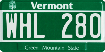 VT license plate WHL280