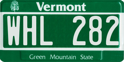 VT license plate WHL282
