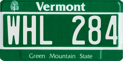 VT license plate WHL284