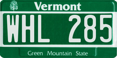 VT license plate WHL285