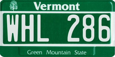 VT license plate WHL286