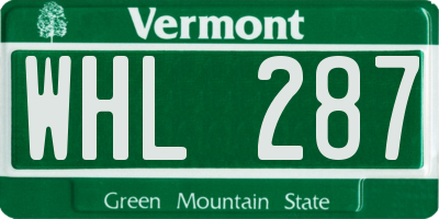 VT license plate WHL287