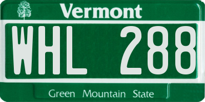 VT license plate WHL288