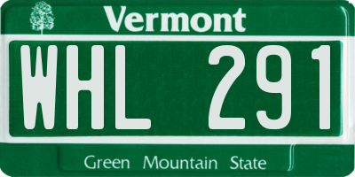 VT license plate WHL291
