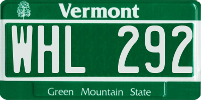 VT license plate WHL292