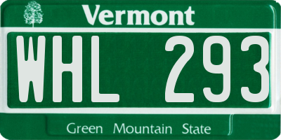 VT license plate WHL293