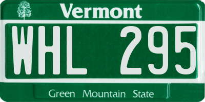 VT license plate WHL295