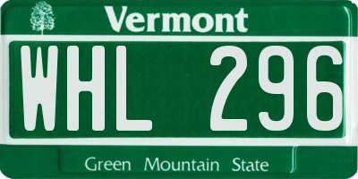 VT license plate WHL296