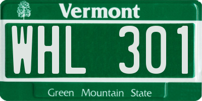 VT license plate WHL301