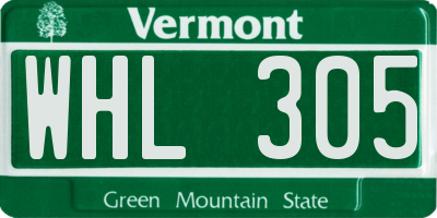 VT license plate WHL305