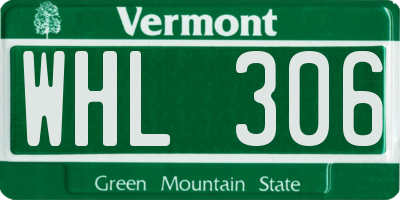 VT license plate WHL306