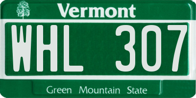 VT license plate WHL307