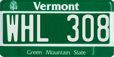 VT license plate WHL308