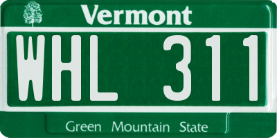 VT license plate WHL311