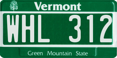 VT license plate WHL312