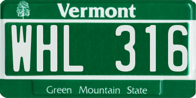 VT license plate WHL316
