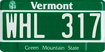 VT license plate WHL317