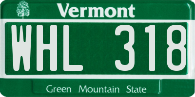 VT license plate WHL318