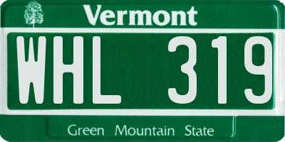 VT license plate WHL319