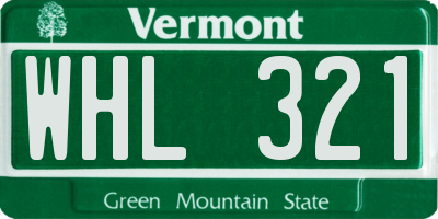 VT license plate WHL321
