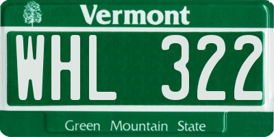 VT license plate WHL322