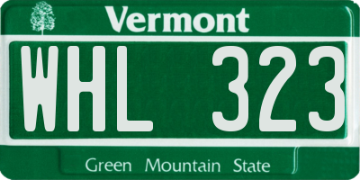 VT license plate WHL323