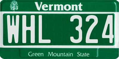 VT license plate WHL324