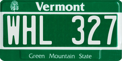 VT license plate WHL327